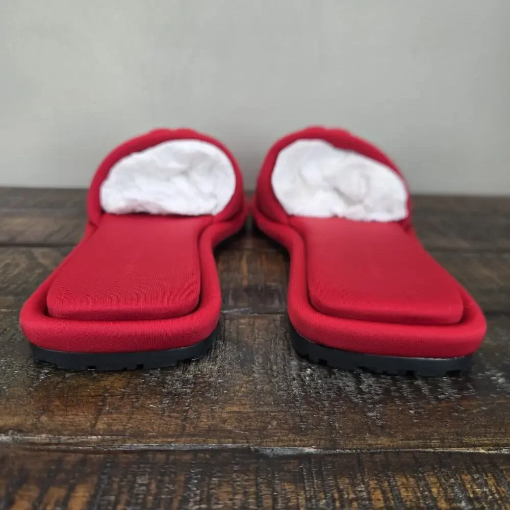 NEW Tory Burch Double T Sport Slides Womens Size 6 Big Logo Sandal Flip Flop Red
